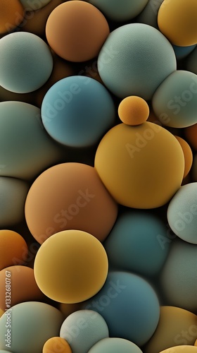 Colorful Abstract Spheres Arranged in Various Sizes With a Smooth Texture in a Vibrant Composition