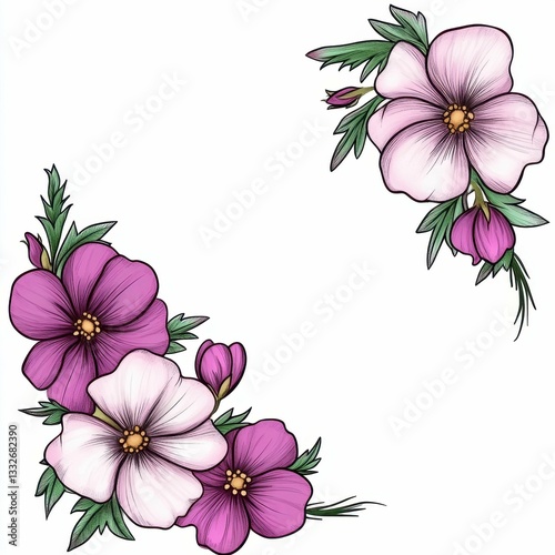Floral Arrangement With Vibrant Blooms and Green Leaves Creating a Harmonious Design for Decoration