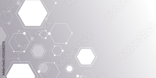 white and grey technology hexagonal abstract background. Abstract gradient hexagon digital technology background. Vector abstract graphic design banner pattern presentation background web template.	