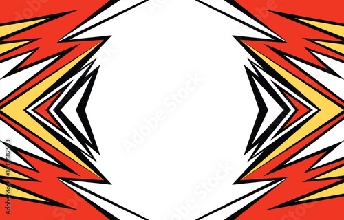 Abstract sporty colorful background with jagged arrow line pattern and with some copy space area