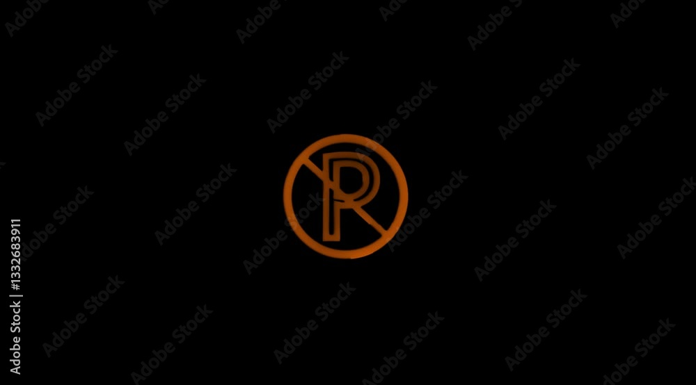 Glowing neon no parking icon with black background. Glowing neon no parking icon with black background.