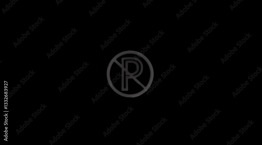 Glowing neon no parking icon with black background. Glowing neon no parking icon with black background.