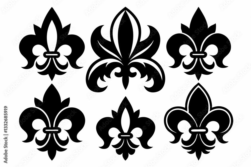 Fototapeta premium fleur de lis set line art silhouette vector illustration