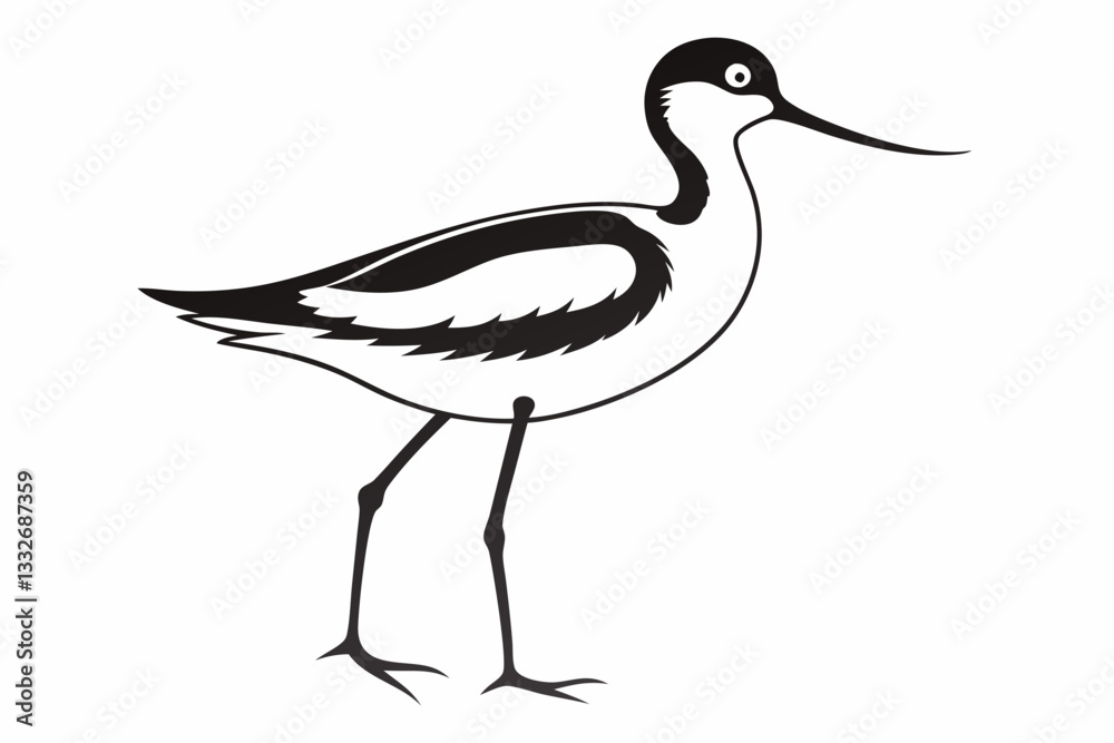 Naklejka premium avocet line art silhouette vector illustration