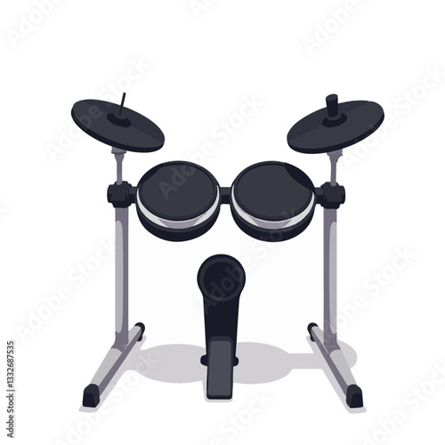 Sleek digital drum set on white background, modern music tool
