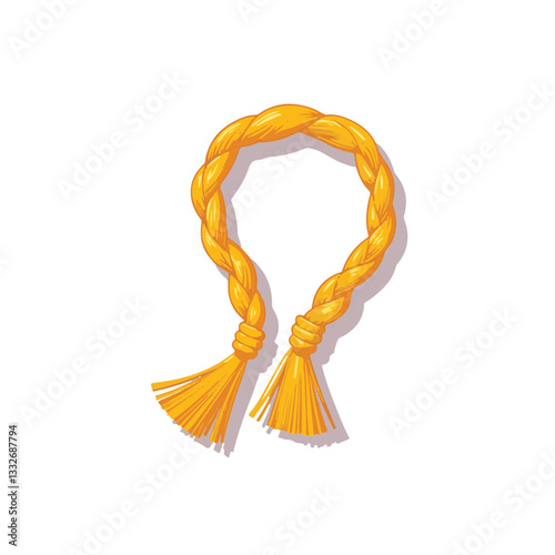 Golden honor cords with glossy sheen on white background, achievement
