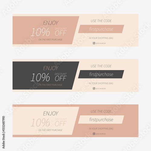 Website banner, discount coupon, promotion, vector, graphic