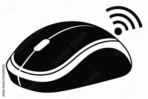 computer mouse without wireless line art silhouette vector illustration