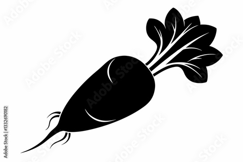 daikon radish line art silhouette vector illustration
