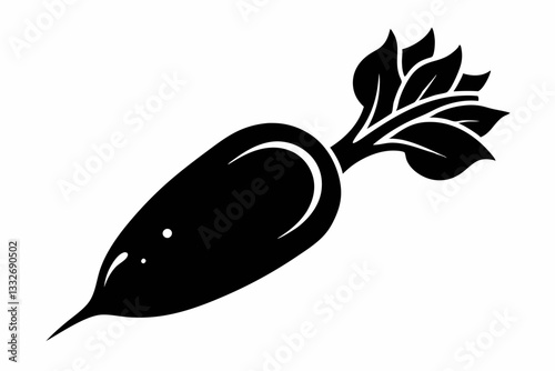 daikon radish line art silhouette vector illustration
