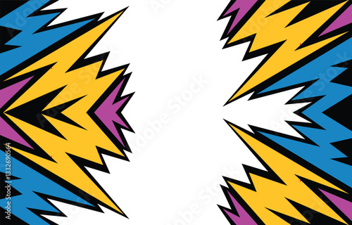 Simple colorful abstract background with jagged lines pattern and with some copy space area