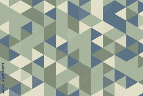 Triangular pixelated texture in steel blue and sage green with a refined geometric pattern. Abstract digital background concept
