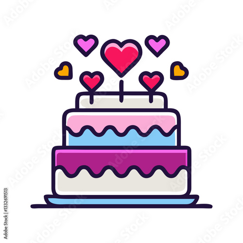 anniversary cake icon, anniversary cake flat illustration - simple vector illustration of anniversary cake , perfect for icons and logos