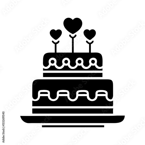 anniversary cake icon, anniversary cake flat illustration - simple vector illustration of anniversary cake , perfect for icons and logos
