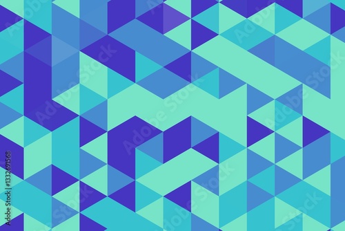 Triangular pixelated texture in blue mint with smooth and dynamic geometric design. Abstract digital background concept