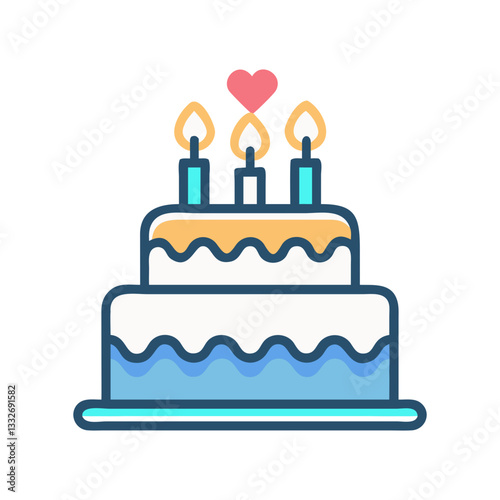 anniversary cake icon, anniversary cake flat illustration - simple vector illustration of anniversary cake , perfect for icons and logos