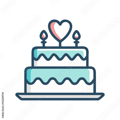 anniversary cake icon, anniversary cake flat illustration - simple vector illustration of anniversary cake , perfect for icons and logos
