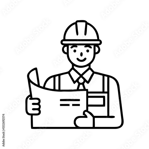 architect with blueprint icon, architect with blueprint flat illustration - simple vector illustration of architect with blueprint , perfect for icons and logos