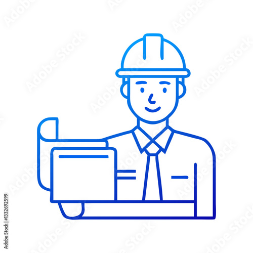 architect with blueprint icon, architect with blueprintflat illustration - simple vector illustration of architect with blueprint, perfect for icons and logos