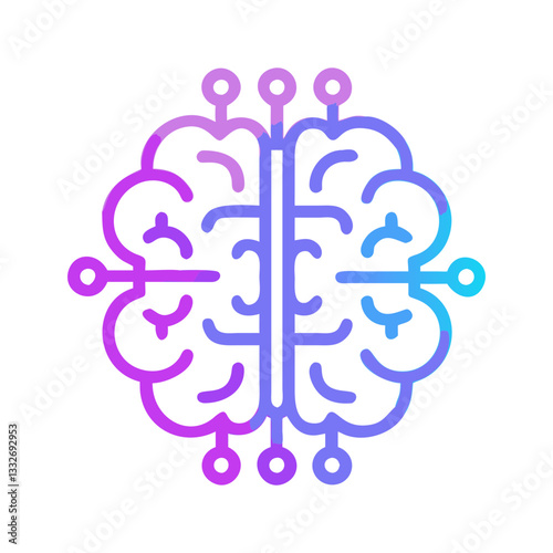artificial intelligence brain icon, artificial intelligence brain flat illustration - simple vector illustration of artificial intelligence brain , perfect for icons and logos