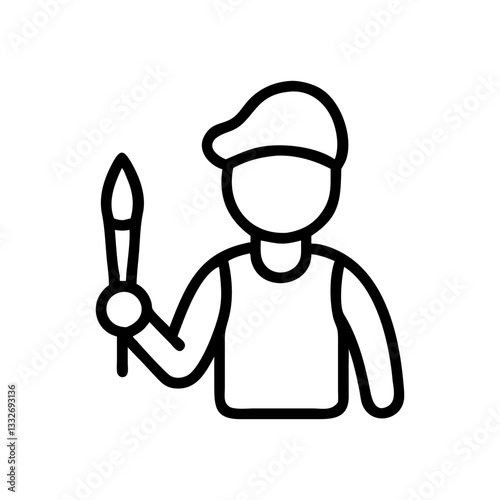 artist with paintbrush icon, artist with paintbrush flat illustration - simple vector illustration of artist with paintbrush , perfect for icons and logos