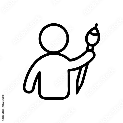 artist with paintbrush icon, artist with paintbrush flat illustration - simple vector illustration of artist with paintbrush , perfect for icons and logos