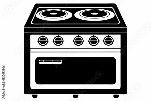 electric stove line art silhouette vector illustration