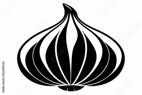 garlic line art silhouette vector illustration