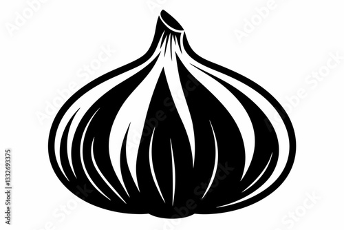 garlic line art silhouette vector illustration