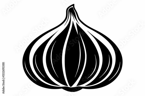garlic line art silhouette vector illustration
