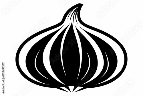 garlic line art silhouette vector illustration