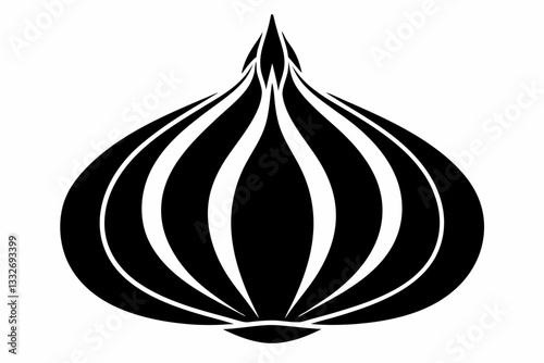 garlic line art silhouette vector illustration