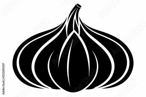 garlic line art silhouette vector illustration