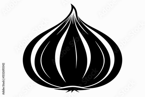 garlic line art silhouette vector illustration