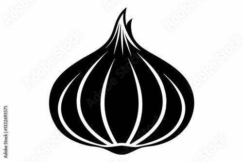 garlic line art silhouette vector illustration