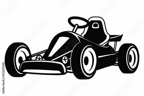 go kart line art silhouette vector illustration