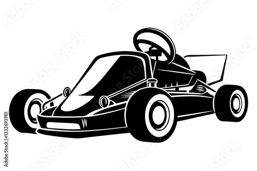 go kart line art silhouette vector illustration