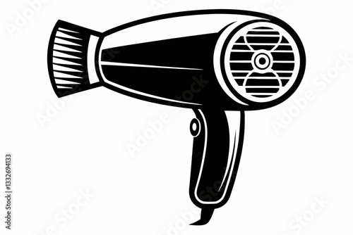 hair dryer line art silhouette vector illustration