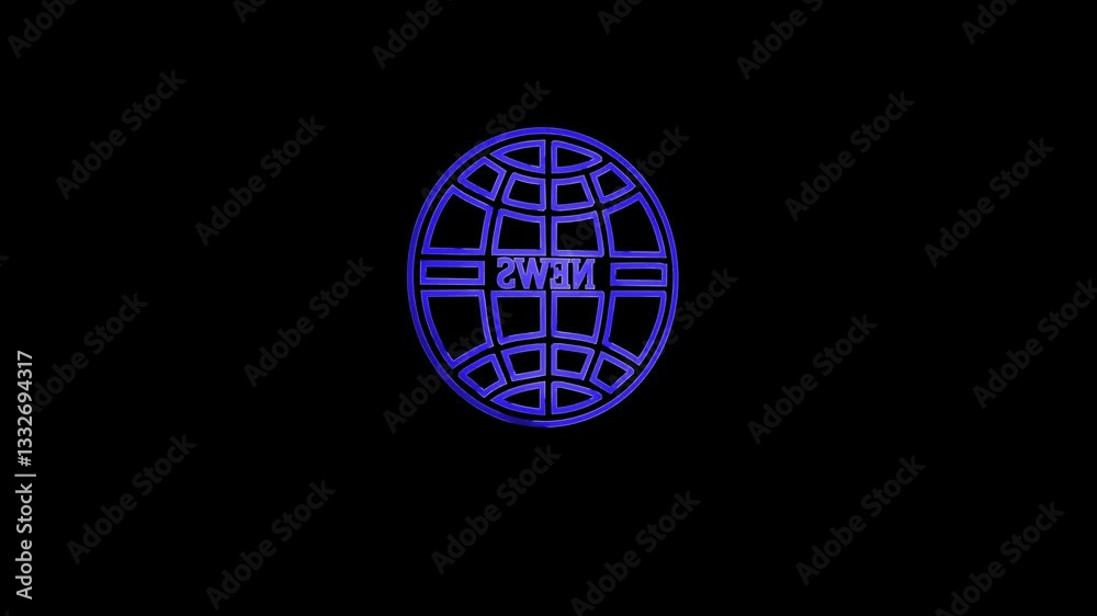 Glowing neon tv news icon with black background. Glowing neon tv news icon with black background.