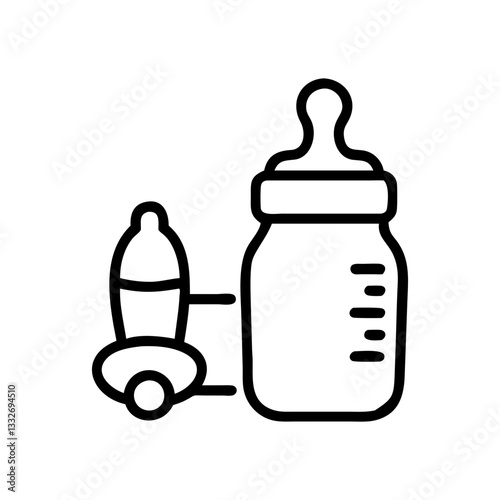 baby bottle and pacifier icon, baby bottle and pacifier flat illustration - simple vector illustration of baby bottle and pacifier , perfect for icons and logos
