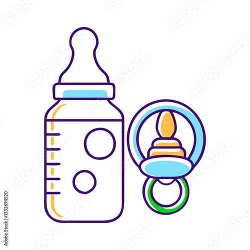 baby bottle and pacifier icon, baby bottle and pacifier flat illustration - simple vector illustration of baby bottle and pacifier , perfect for icons and logos