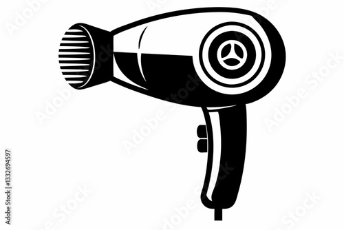 hair dryer line art silhouette vector illustration