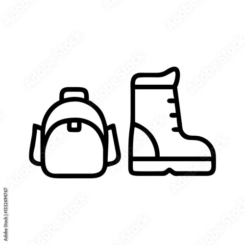 backpack and hiking boots icon, backpack and hiking boots flat illustration - simple vector illustration of backpack and hiking boots , perfect for icons and logos