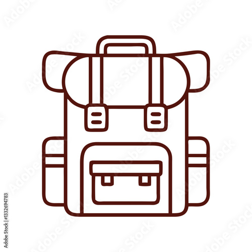 backpack with travel gear icon, backpack with travel gear flat illustration - simple vector illustration of backpack with travel gear , perfect for icons and logos