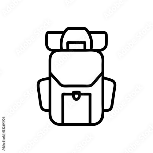 backpack with travel gear icon, backpack with travel gear flat illustration - simple vector illustration of backpack with travel gear , perfect for icons and logos