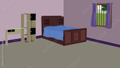 modern living room interior vector illustration.Bedroom Indoor background design for cartoon animation