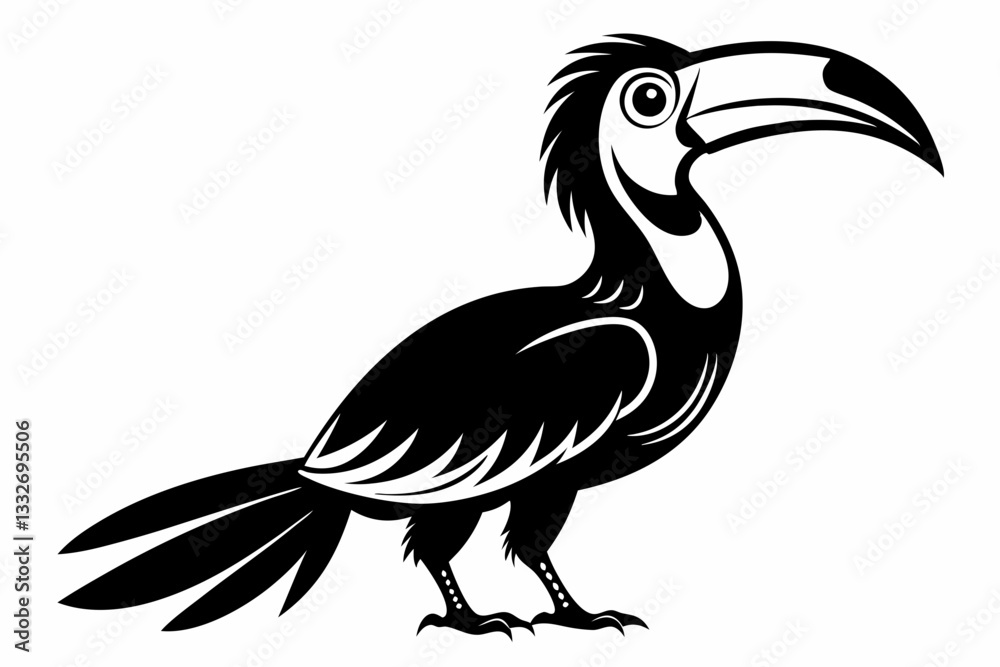 Fototapeta premium hornbill line art silhouette vector illustration