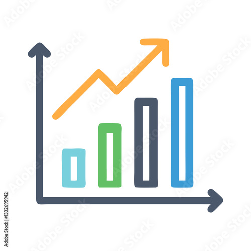 bar chart growth icon, bar chart growth flat illustration - simple vector illustration of bar chart growth , perfect for icons and logos