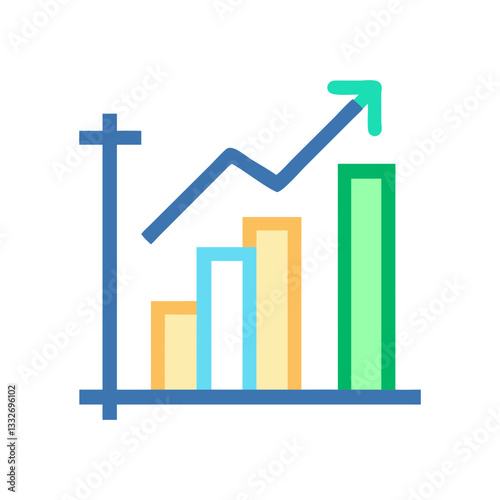 bar chart growth icon, bar chart growth flat illustration - simple vector illustration of bar chart growth , perfect for icons and logos