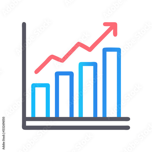bar chart growth icon, bar chart growth flat illustration - simple vector illustration of bar chart growth , perfect for icons and logos